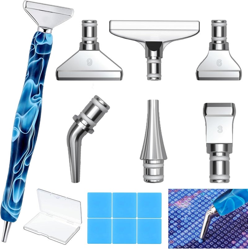 Heyseri Diamond Art Painting Pens, Ergonomic Diamond Painting Drill Pens Tools Accessories, Gem Art Pen Tools with Metal Tips for 5D Craft Nail (Blue) - Image 1